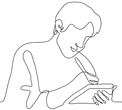 Drawing of a person writing on a pad of paper