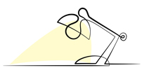 Drawing of a lamp with the light on
